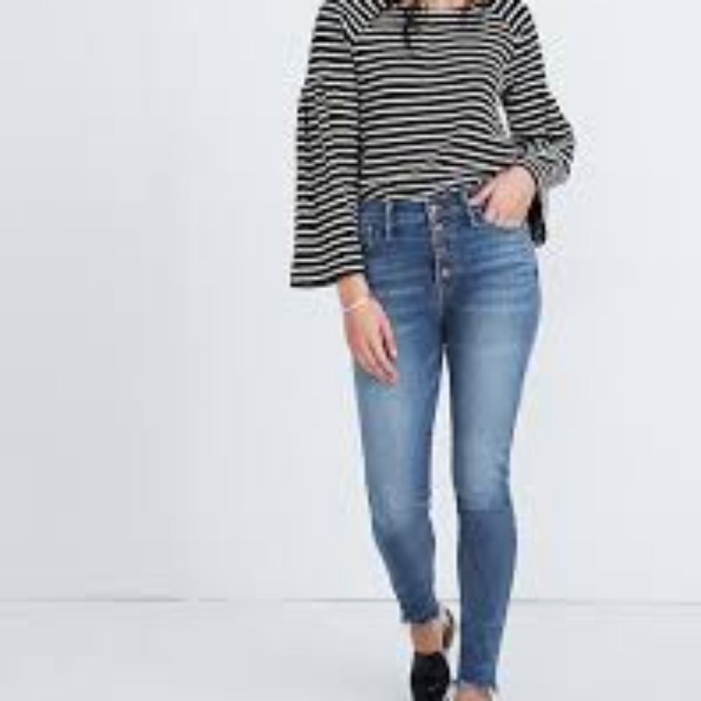 Madewell 10" High Rise Skinny Jean - Cordova Wash, button front edition